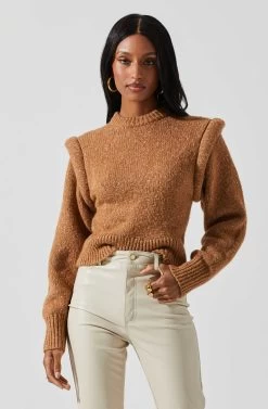 Luciana Shoulder Detail Sweater -Chic Outfit Shop ACT17841 CAMEL 4
