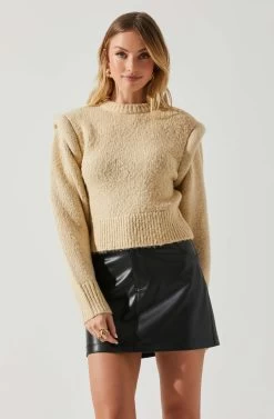 Luciana Shoulder Detail Sweater -Chic Outfit Shop ACT17841 TAUPE 4