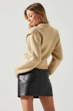 Luciana Shoulder Detail Sweater -Chic Outfit Shop ACT17841 TAUPE 5