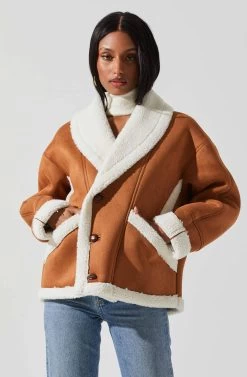 Pippa Faux Shearling Jacket -Chic Outfit Shop ACT17851 CAMEL 3