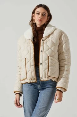 Bellamie Quilted Jacket -Chic Outfit Shop ACT17854 ECRU 4