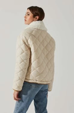 Bellamie Quilted Jacket -Chic Outfit Shop ACT17854 ECRU 5