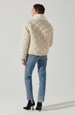 Bellamie Quilted Jacket -Chic Outfit Shop ACT17854 ECRU 6