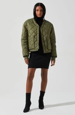 Bellamie Quilted Jacket -Chic Outfit Shop ACT17854 OLIVE 2