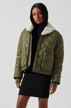 Bellamie Quilted Jacket -Chic Outfit Shop ACT17854 OLIVE 4