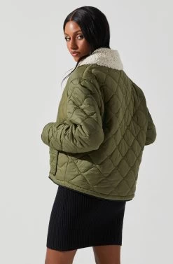 Bellamie Quilted Jacket -Chic Outfit Shop ACT17854 OLIVE 5