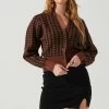 Ruby Houndstooth Cardigan -Chic Outfit Shop ACT17863 DARKBROWNBLACK 3