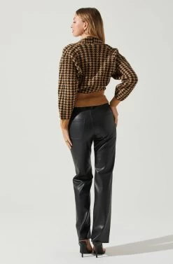 Ruby Houndstooth Cardigan -Chic Outfit Shop ACT17863 TAUPEBLACK 6