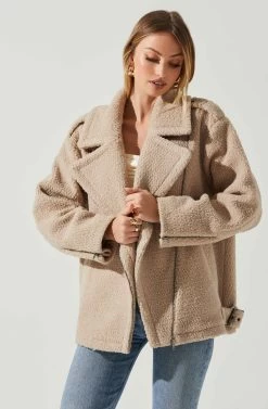 Layne Oversized Moto Jacket 10 Layne Oversized Moto Jacket -Chic Outfit Shop ACT17865 TAUPE 3