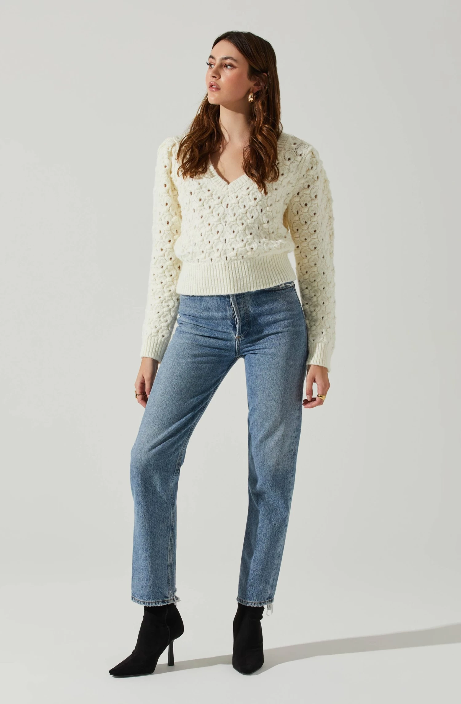 Bianca V Neck Pointelle Sweater 6 Bianca V Neck Pointelle Sweater - Image 4
