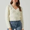 Bianca V Neck Pointelle Sweater -Chic Outfit Shop ACT17869 CREAM 3