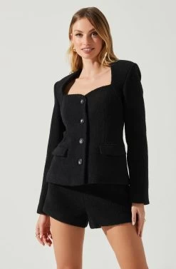 Rivka Fitted Sweetheart Blazer -Chic Outfit Shop ACT17872 BLACK 4