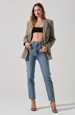 Milani Double Breasted Oversized Blazer -Chic Outfit Shop ACT17873P BLACKBROWNMULTI 1