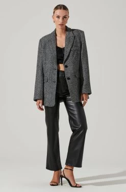 Pauline Herringbone Blazer 9 Pauline Herringbone Blazer -Chic Outfit Shop ACT17875H BLACK WHITE 15591
