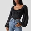 Penny Ruched Bust Long Sleeve Top -Chic Outfit Shop ACT17882S BLACK 4