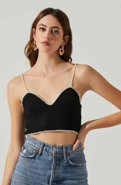 Kira Pearl Embellished Sweater Top 16 Kira Pearl Embellished Sweater Top -Chic Outfit Shop ACT17886 BLACK 3