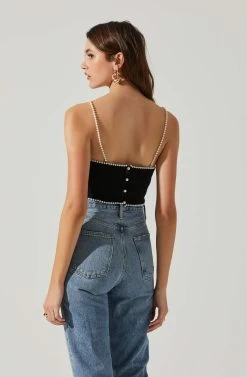 Kira Pearl Embellished Sweater Top 19 Kira Pearl Embellished Sweater Top -Chic Outfit Shop ACT17886 BLACK 5