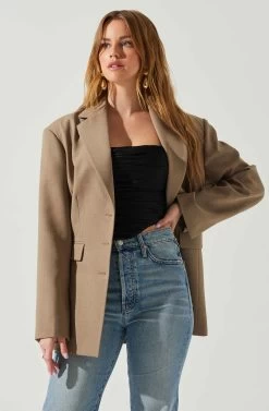 Galilea Oversized Blazer -Chic Outfit Shop ACT17892 BROWN 2