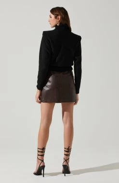 Daleyza Padded Shoulder Turtleneck Sweater -Chic Outfit Shop ACT17899 BLACK 6