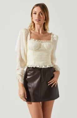 Junie Ruffle Square Neck Long Sleeve Top