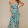 Cinched Front Maxi Dress 1 Cinched Front Maxi Dress -Chic Outfit Shop ADR100280 TEAL FLORAL 1A