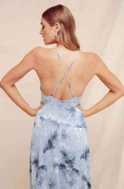 Holland Ruffle Tie Dye Maxi Dress -Chic Outfit Shop ADR100347 BLUE TIE DYE 3