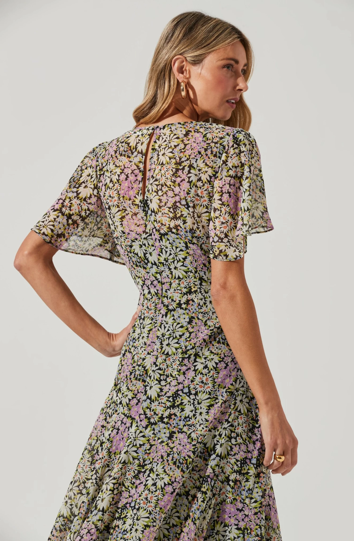 Flutter Sleeve Asymmetrical Floral Maxi Dress 18 Flutter Sleeve Asymmetrical Floral Maxi Dress - Image 16