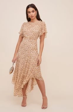 Flutter Sleeve Floral Maxi -Chic Outfit Shop ADR100436 MUSTARDMULTIDITSY 1