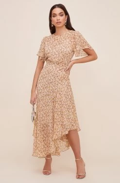 Flutter Sleeve Floral Maxi -Chic Outfit Shop ADR100436 MUSTARDMULTIDITSY 2