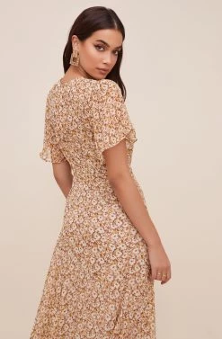 Flutter Sleeve Floral Maxi -Chic Outfit Shop ADR100436 MUSTARDMULTIDITSY 5