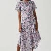 Flutter Sleeve Asymmetrical Floral Maxi Dress 2 Flutter Sleeve Asymmetrical Floral Maxi Dress -Chic Outfit Shop ADR100436 PINKBLUEFLORAL 1
