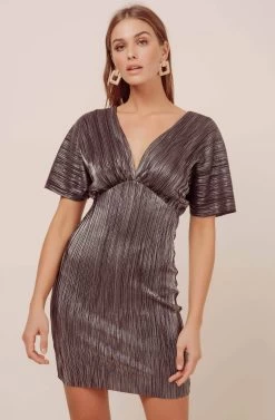 Metallic Dolman Mini Dress 19 Metallic Dolman Mini Dress -Chic Outfit Shop ADR100485 BLACK SILVER 2