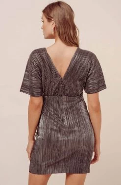 Metallic Dolman Mini Dress 23 Metallic Dolman Mini Dress -Chic Outfit Shop ADR100485 BLACK SILVER 4