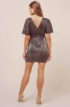 Metallic Dolman Mini Dress 22 Metallic Dolman Mini Dress -Chic Outfit Shop ADR100485 BLACK SILVER 5