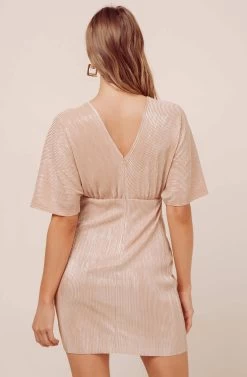 Metallic Dolman Mini Dress 18 Metallic Dolman Mini Dress -Chic Outfit Shop ADR100485 CHAMPAGNE 5