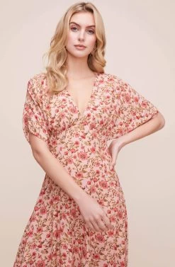 Dolman V Neck Floral Midi Dress -Chic Outfit Shop ADR100605 BLUSH MULTI FLORAL 3 836ec5c3 ed5c 409c b8e8 0f8deccb3c8b