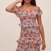 Isabel Off Shoulder Floral Dress -Chic Outfit Shop ADR100611 WHITE ORANGEMULTI 7