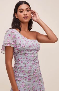 Lisa Floral One Shoulder Dress -Chic Outfit Shop ADR100650 BLUELAVENDERFLORAL 4