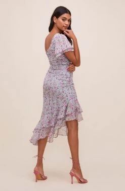 Lisa Floral One Shoulder Dress -Chic Outfit Shop ADR100650 BLUELAVENDERFLORAL 6