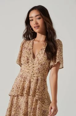 Tayla Floral Ruffle Maxi Dress -Chic Outfit Shop ADR100686C CREAMMAUVEDITSY 3