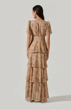 Tayla Floral Ruffle Maxi Dress -Chic Outfit Shop ADR100686C CREAMMAUVEDITSY 5