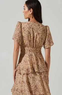 Tayla Floral Ruffle Maxi Dress -Chic Outfit Shop ADR100686C CREAMMAUVEDITSY 6