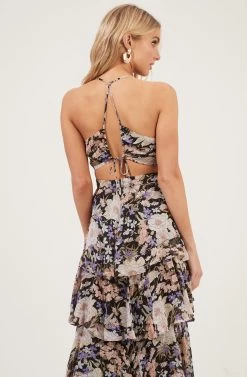 Rosana Floral Tiered Ruffle Maxi Dress -Chic Outfit Shop ADR100691 BLACKMULTIFLORAL 5