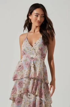 Rosana Floral Tiered Ruffle Maxi Dress -Chic Outfit Shop ADR100691 BLUENATURALFLORAL 5 067c1558 9be7 4b3d 8c92 add168780294