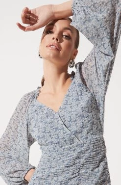 Long Sleeve Tiered Ruffle Floral Dress 15 Long Sleeve Tiered Ruffle Floral Dress -Chic Outfit Shop ADR100747 BLUE MULTI FLORAL 4