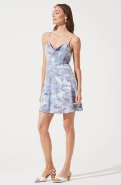 Cowl Slip Dress -Chic Outfit Shop ADR100802B 003 PURPLE MARBLE 772