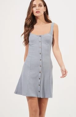Serafina Ribbed Knit Button Down Dress 20 Serafina Ribbed Knit Button Down Dress -Chic Outfit Shop ADR100868 BLUE GREY 2