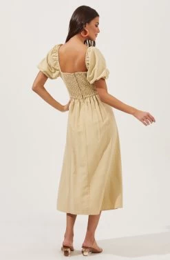 Short Bubble Sleeve Dress -Chic Outfit Shop ADR100920 DUSTYYELLOW 4