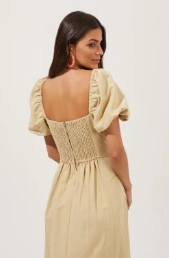 Short Bubble Sleeve Dress -Chic Outfit Shop ADR100920 DUSTYYELLOW 5