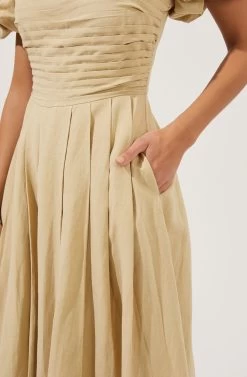 Short Bubble Sleeve Dress -Chic Outfit Shop ADR100920 DUSTYYELLOW 6